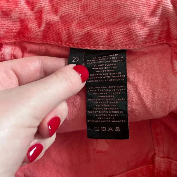 J. Brand Gracie Cut Off Denim Shorts Signal Pink High Waist Cut Raw Hem Size 27 - Picture 6 of 6